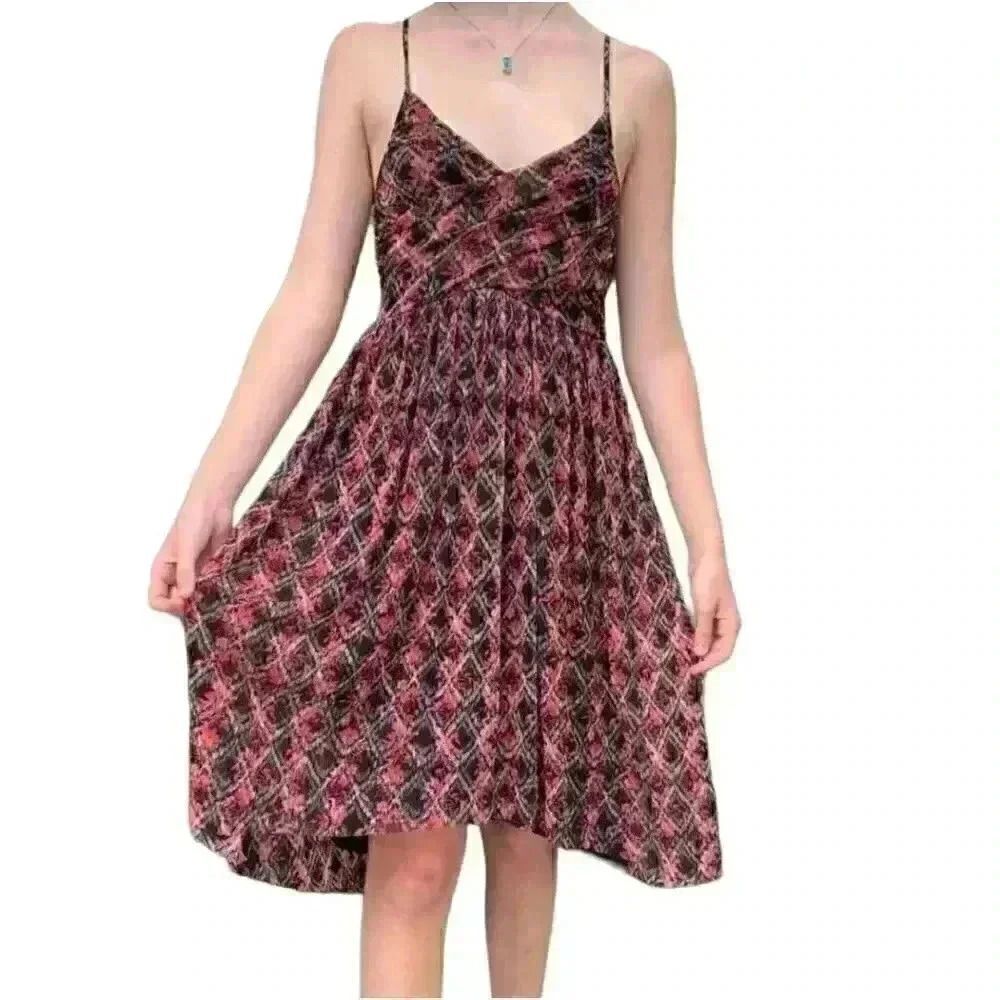 Free People Women's Black Nylon Lined Spaghetti Strap Summer Dress